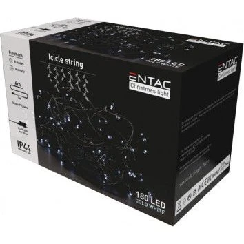 4m LED Iskrystal Lyskæde - Kold hvid, 180 LED, IP44