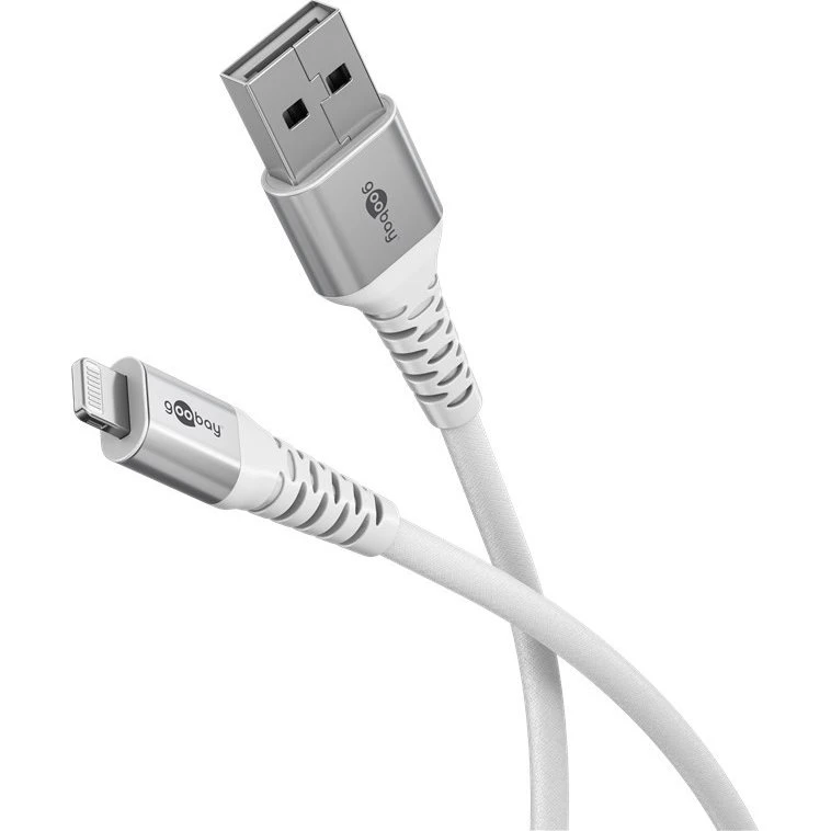 Goobay USB-A til Lightning tekstilkabel 3 m - Hvid