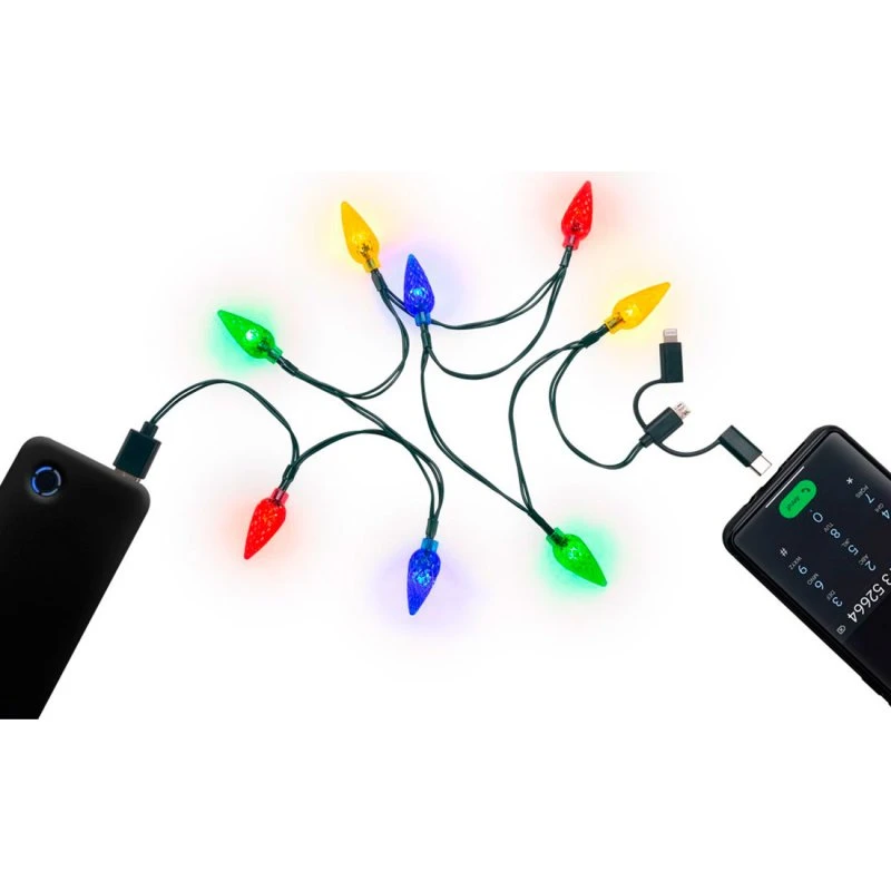 Goobay USB-opladerkabel med jule-LED, USB-A til C/Micro/Lightning 90 cm