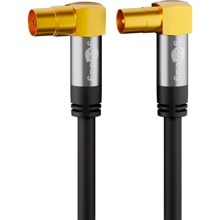 Goobay Antennekabel 2 m, vinklet stik, 135 dB skærm – sort