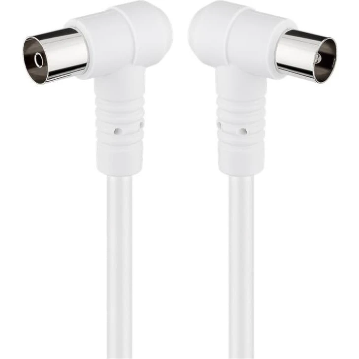 Goobay vinklet antennekabel 3,5 m (90°), 2x afskærmet, hvid