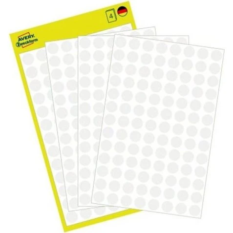 Avery Etiketter Ø8 mm 416 stk hvid (3175)