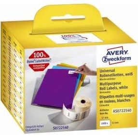 Avery Aftagelig universaletiket 57×32 mm hvid, 1000 stk