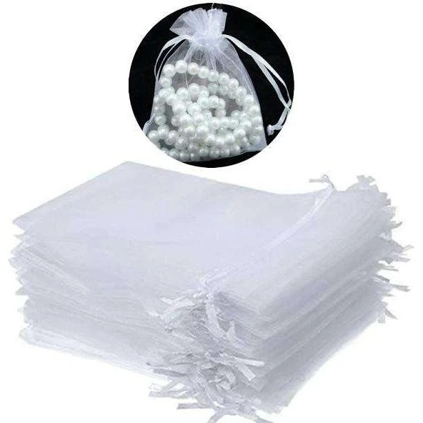 100 Organza poser, 9 x 7cm - Håndsyet
