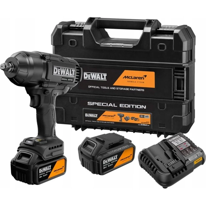 DeWALT McLaren 18V XR Akku-slagnøgle med 2 x 5Ah batterier