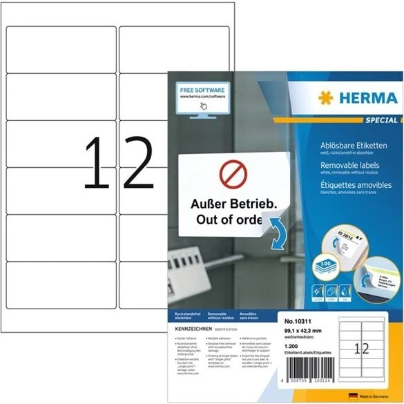 HERMA Special Adresseetiketter, Mat Hvid, 99.1 x 42.3 mm