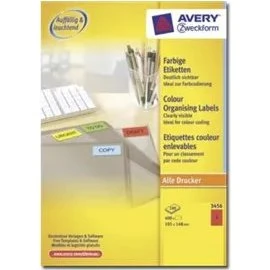 Avery 3456 etiketter 105x148 mm rød, 400 stk