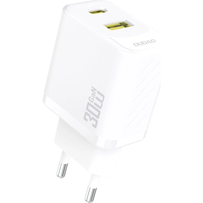 Dudao A27TEU 30W GaN USB-C & USB-A Wall Charger - Hvid