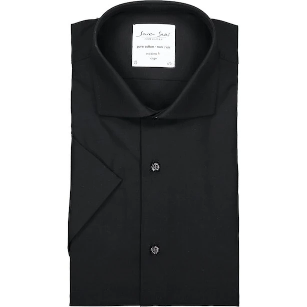 Seven Seas Kortærmet Skjorte Modern Fit - Sort - 39/40-M