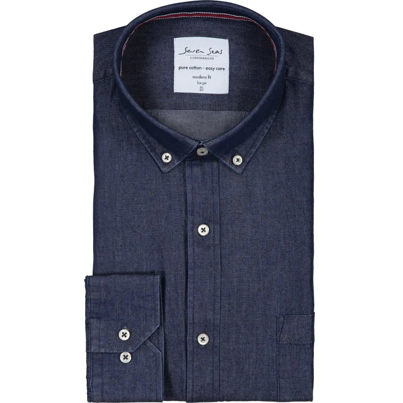 Seven Seas Denim-skjorte SS500 Modern Fit - Indigo - 2XL