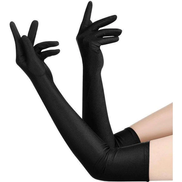 Sorte lange handsker til maskerade og cosplay - One size