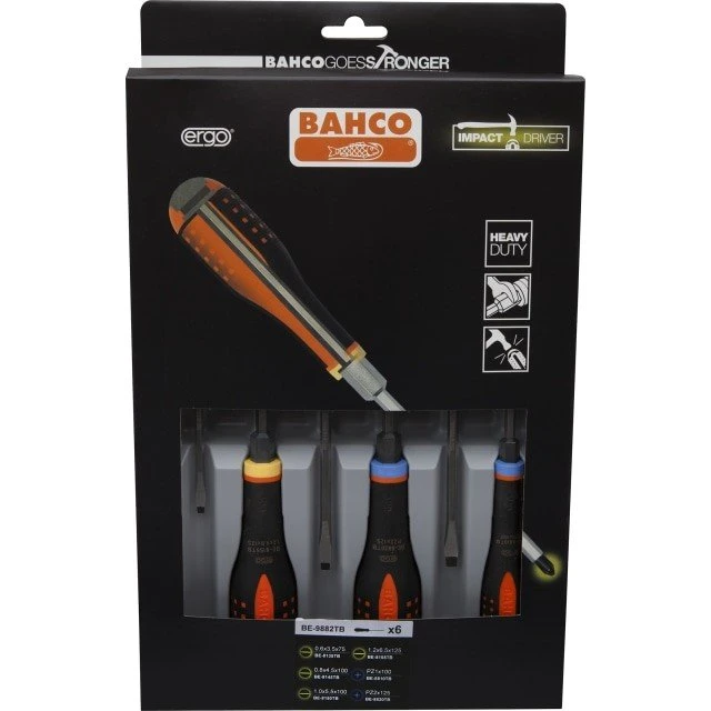 Bahco ERGO gennemgående skruetrækkersæt, 6 dele