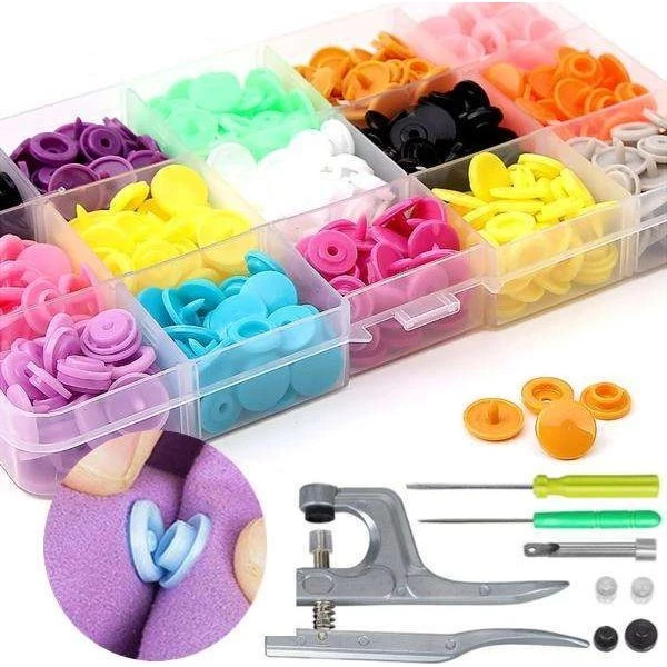 Colorsnaps Tang og 150 stk. Plastiktrykknapper (T3)
