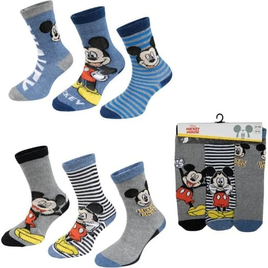 Disney Mickey børnesokker - 6 par med forskellige mønstre