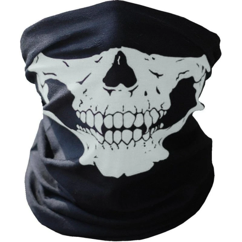 Hvid Skelet Maske og Multifunktionelt Halstørklæde til Halloween