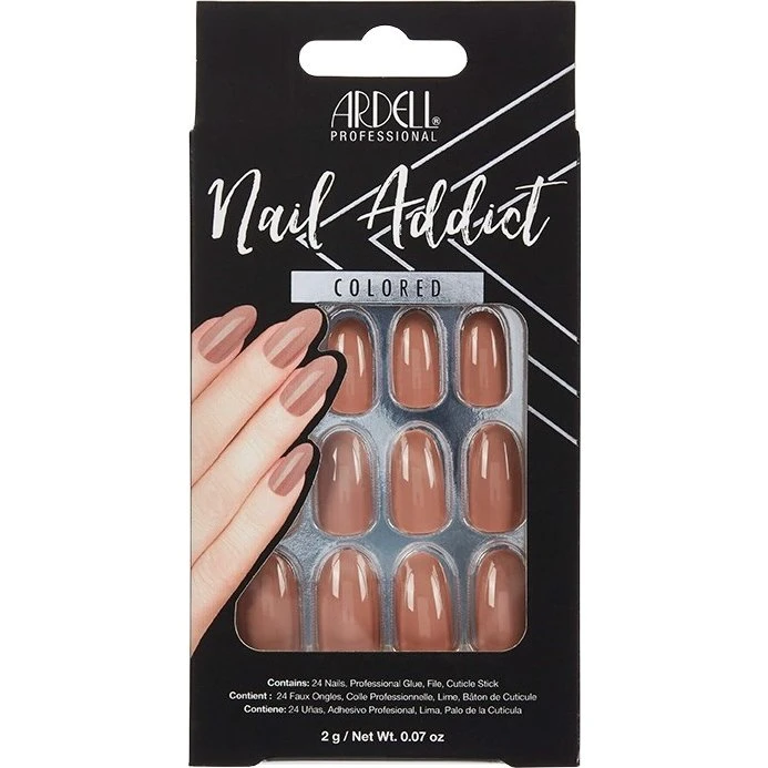Ardell Nail Addict Colored Latte - Sæt med 24 kunstige negle