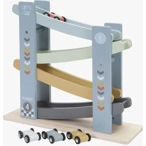 Little Dutch bilbane i træ - blå med 4 racerbiler (1+)
