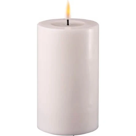 DeluxeHomeart LED-bloklys Hvid 7,5x12,5 cm med 3D Real Flame
