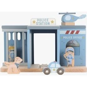 Little Dutch Politistation i træ med helikopter, bil og figurer