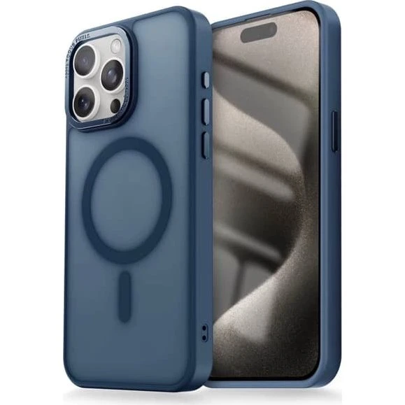 iPhone 15 Pro Max MagSafe Matteret Cover - Mørkeblå