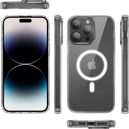 iPhone 14 PRO Etui Gennemsigtigt med MagSafe - Stødsikker