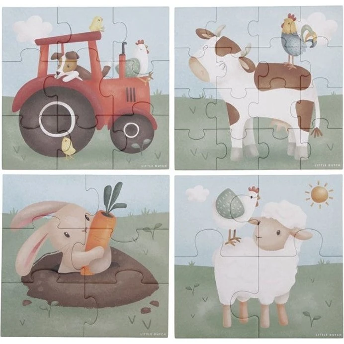 Little Dutch 4-i-1 Puslespil Little Farm (2+ år)