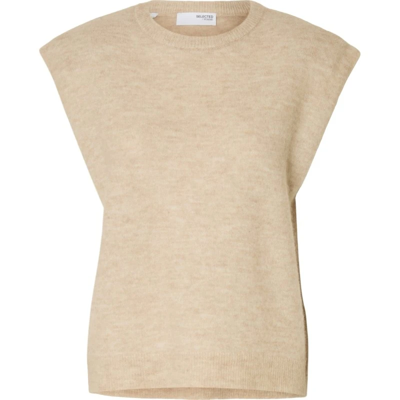 Selected Femme SLFLULU strikvest, birch melange