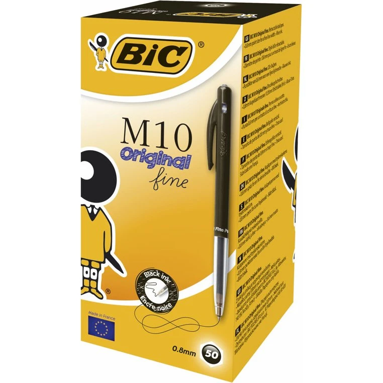 BIC M10 Clic Kuglepen Sort 0,8 mm - 50 stk.