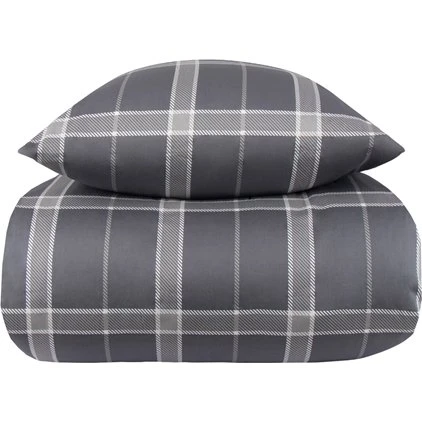 By Night Big Check Grey sengetøj 150x210 cm, 100% bomuldssatin