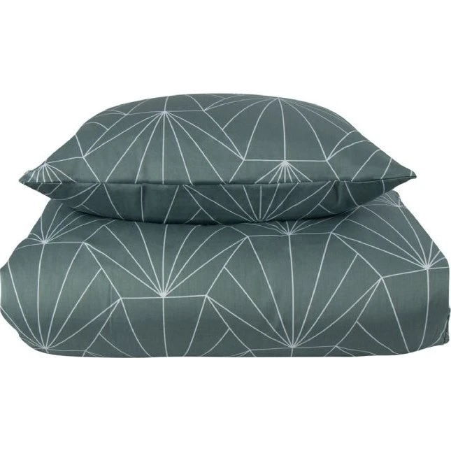 By Night Sengetøj 200x220 cm Bomuldssatin Hexagon - Støvet grøn