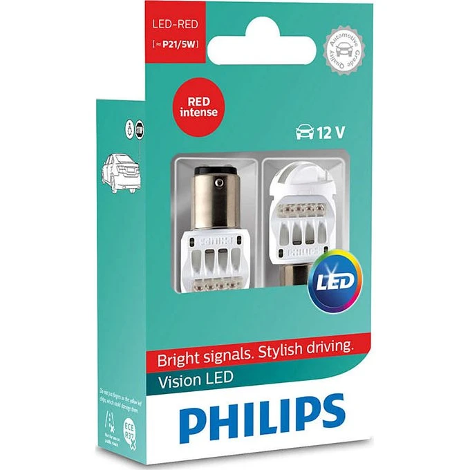 Philips Vision P21/5W LED Stoplys Rød 12V (2-pak)