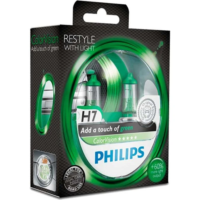 Philips Colorvision H7 Grøn 55W 12V - 2-pak
