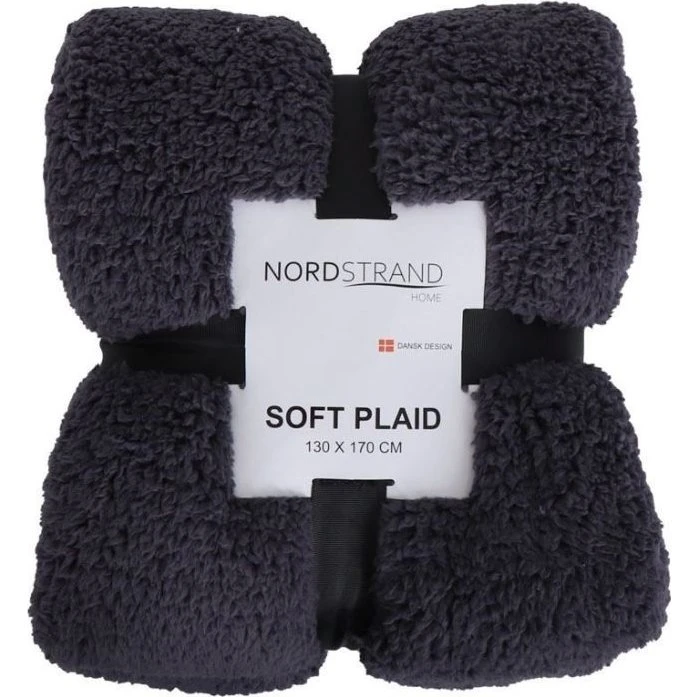 Nordstrand Home Teddy Fleece Plaid 130x170 cm - Antracitgrå