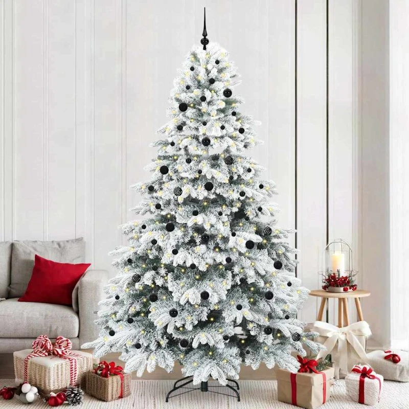 vidaXL Kunstigt juletræ 240 cm med 300 hvide LED-lys
