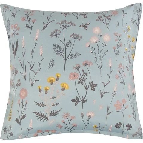 Borg Living pudebetræk 60x63 cm, blå blomstret - polycotton