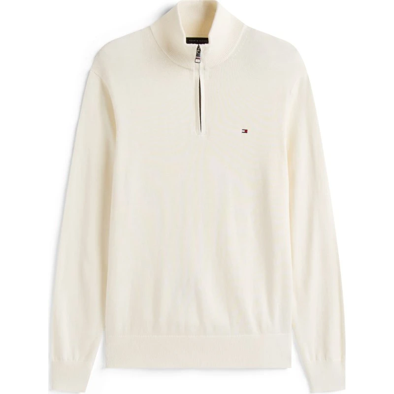 Tommy Hilfiger Pullover i lys beige med halv lynlås