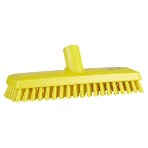 Vikan Gulvskrubbe m/vandgennemløb, 270 mm, Meget stiv, Gul