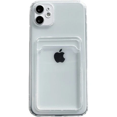 Mobilcover med kortholder til iPhone 15 Pro - Gennemsigtig