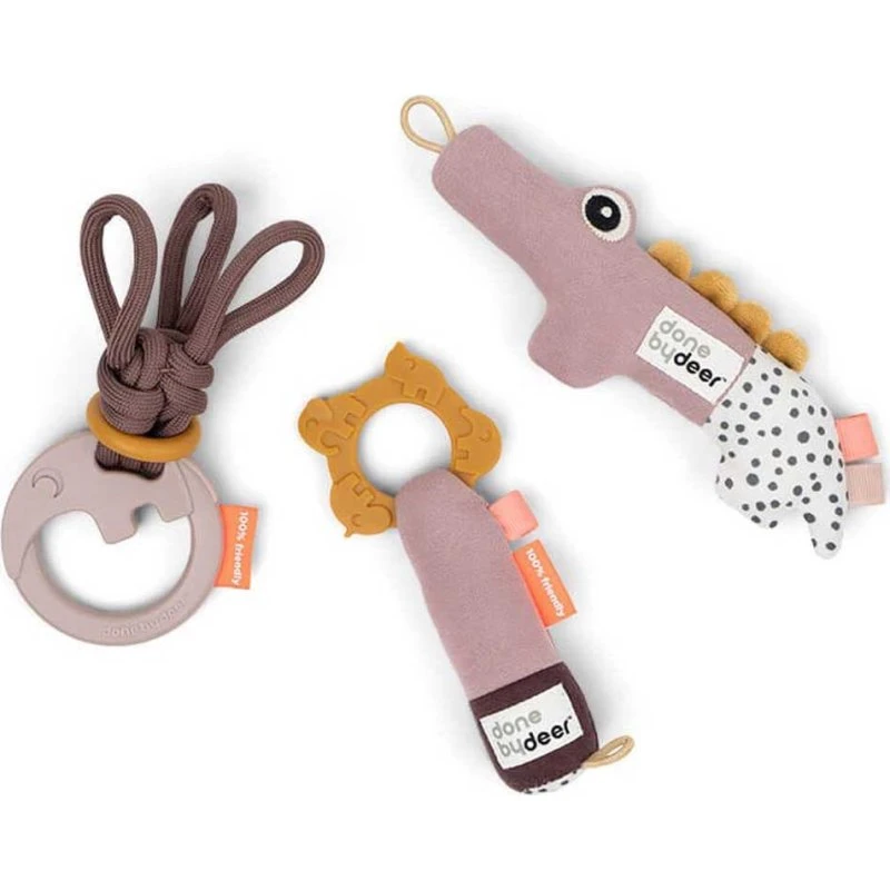 Done by Deer Lille Aktivitetslegetøj Gavesæt Deer Friends, Rosa