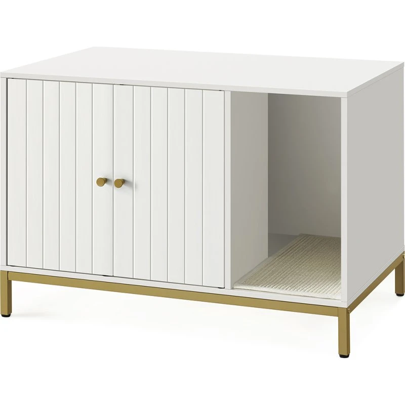 Thea Kattegrus skab 80x50x55 cm - Hvid/Guld