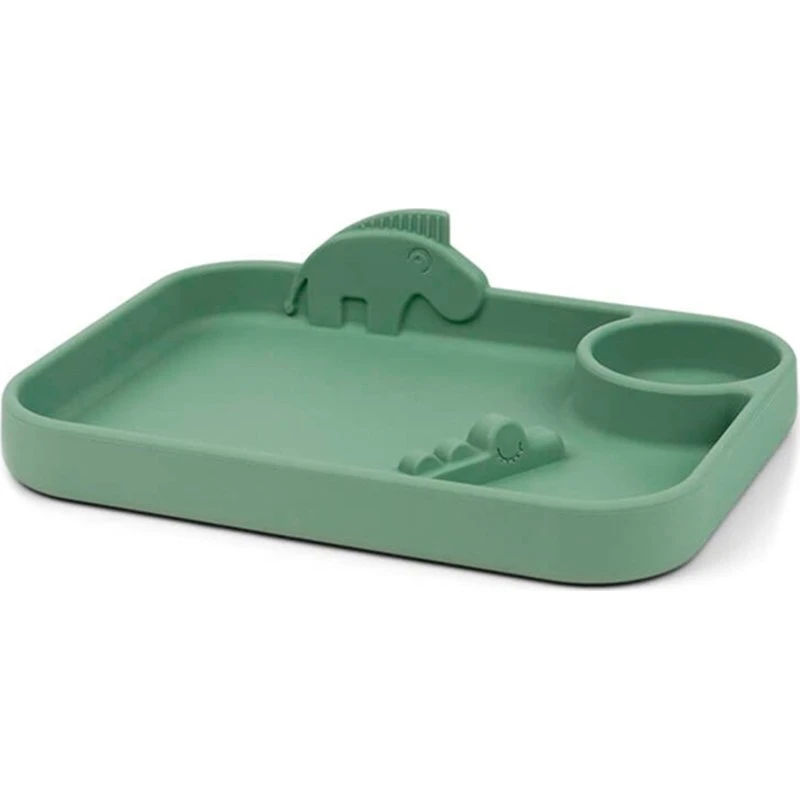 Done by Deer Peekaboo tallerken, grøn 22×16 cm (silikone)