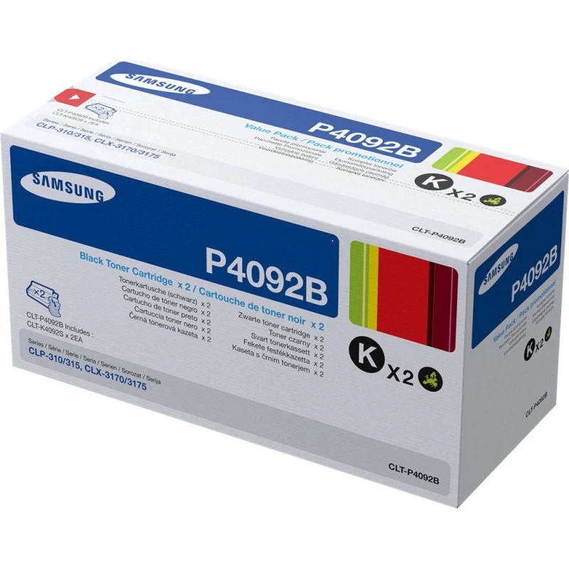 Samsung CLT-P4092B Sort Toner - 2-pak (1500 sider)