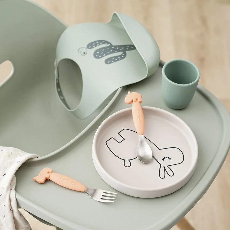 Deer Friends silikonebørnetallerken, pastelfarvet