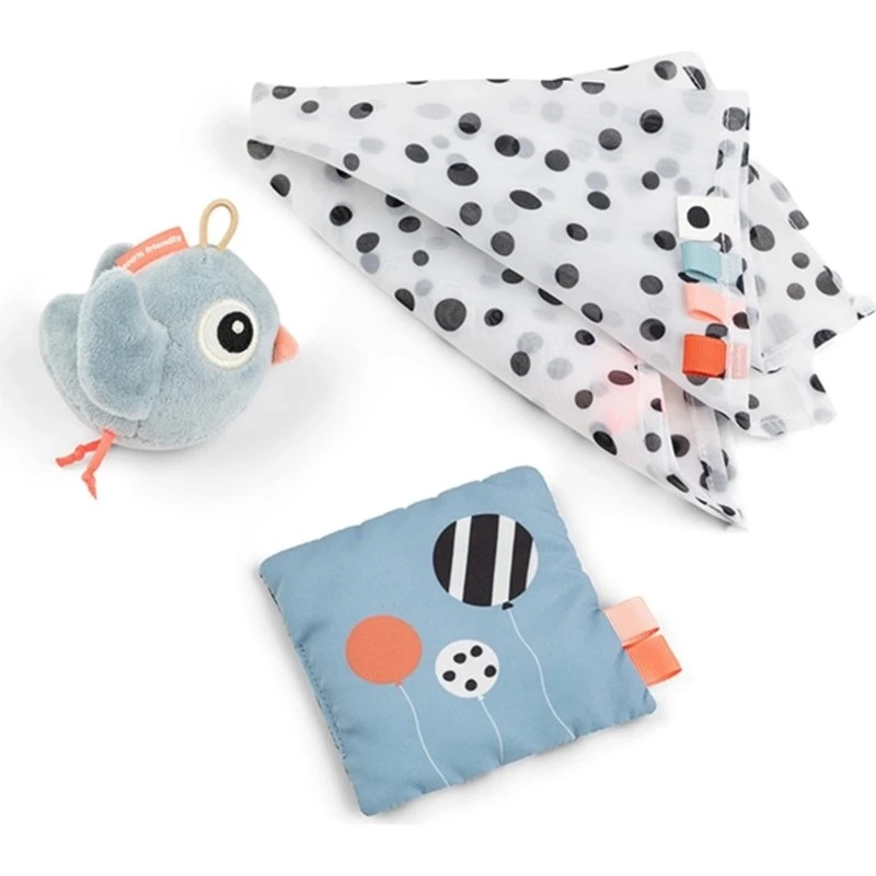 Done by Deer Birdee sensorisk legetøjssæt, blå (3 dele)