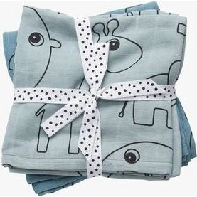 Done by Deer Contour stofble 2 stk. blå 120x120 cm