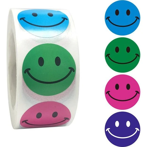 500 Smiley/Emoji klistermærker - 2,5 cm tegneserie-motiver