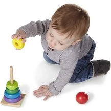 Geometrisk tårn - Regnbue træstabling