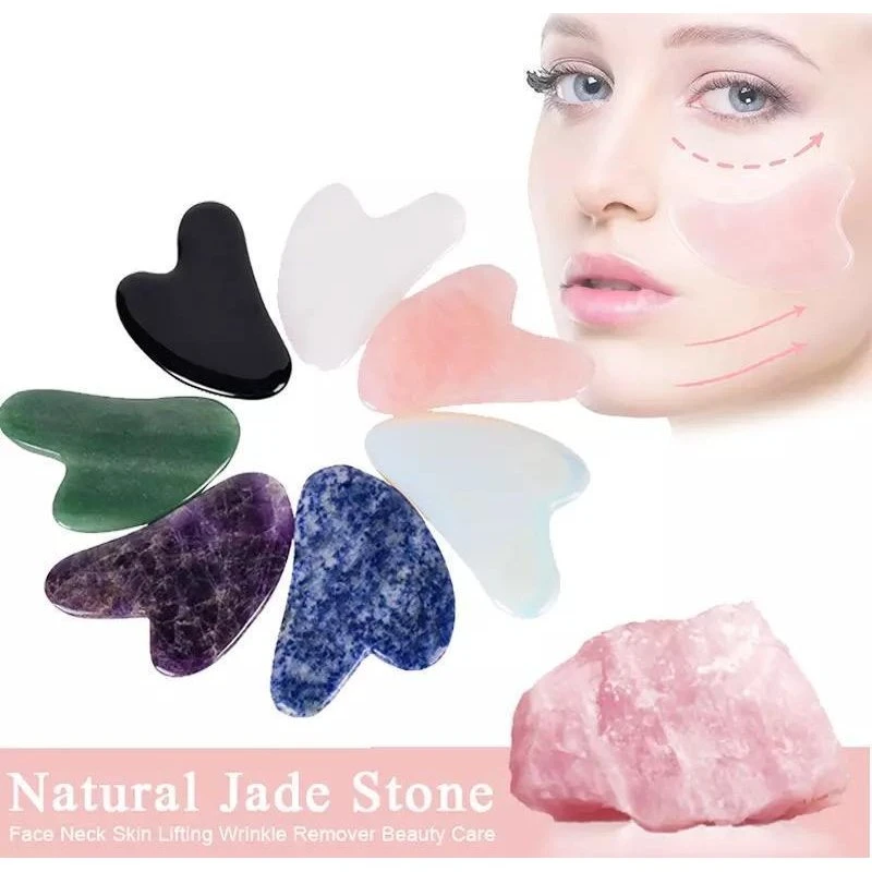 Naturlig Gua Sha Jade & Rose Quartz Face Board