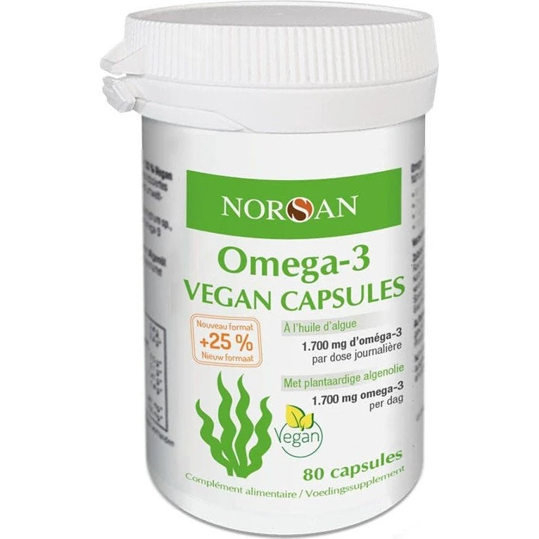 Norsan Omega 3 vegansk algeolie 80 kapsler