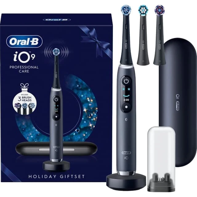 Oral-B iO Series 9 elektrisk tandbørste, sort (Holiday Giftset)